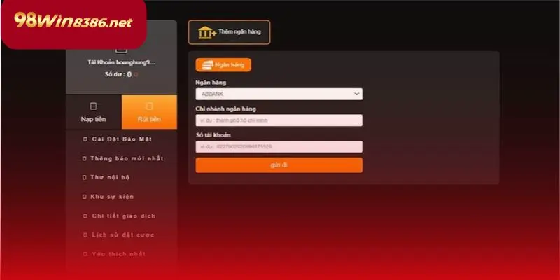 Quy trình rút tiền 98win đơn giản và tiết kiệm thời gian